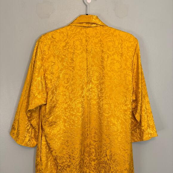 AO.LA by Alice + Olivia Kalena Open-Front Jacquard Brocade Kimono Robe Gold M/L - Picture 4 of 9